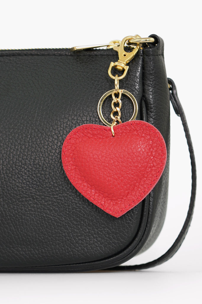 valentina-italian-leather-love-heart-keyring-red-pebbled-attached-black-bag