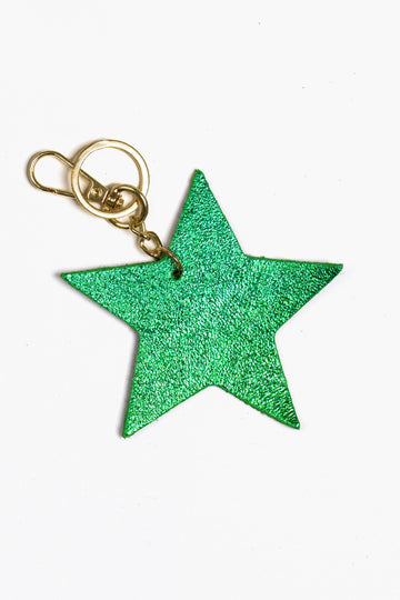 delta-metallic-green-metallic-italian-leather-star-keyring-clip-on