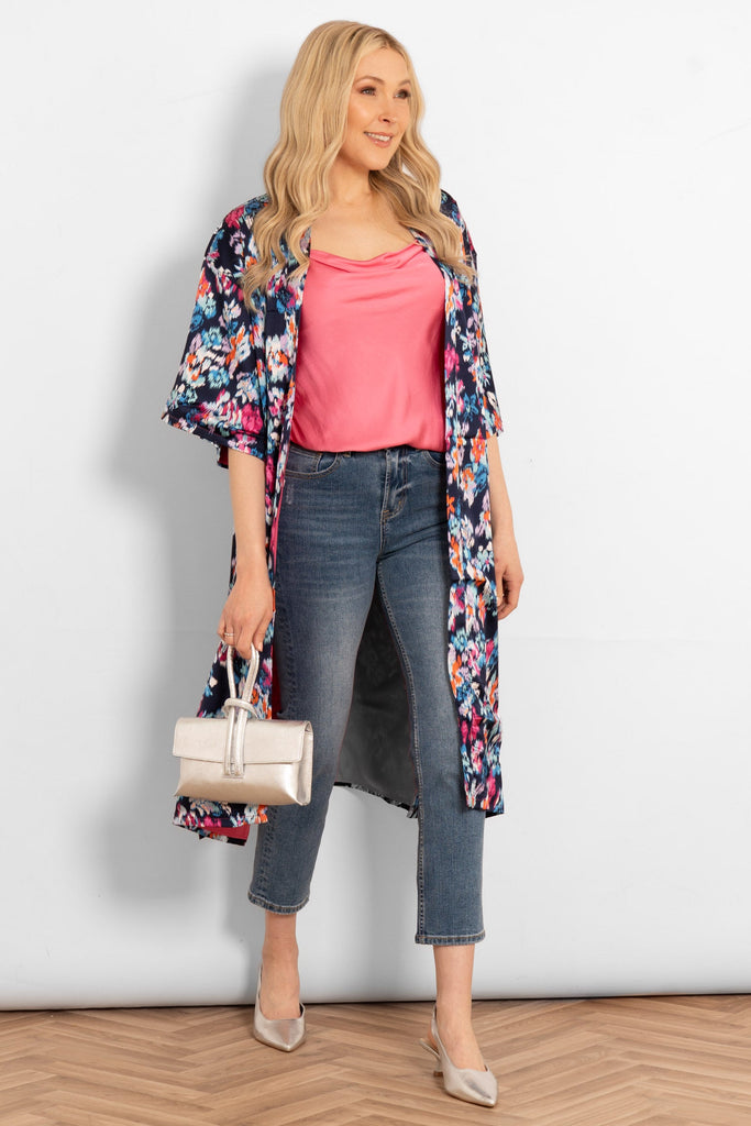 lined-silky-mid-length-kimono-jacket-navy-blue-floral-styled-with-handbag