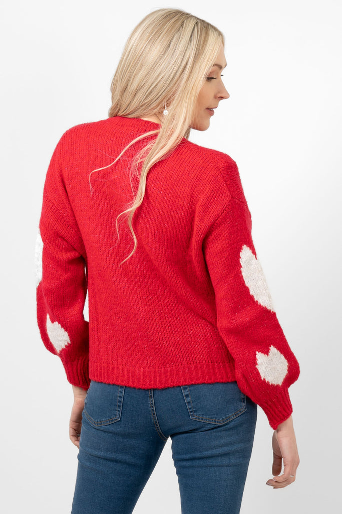 lexi-wool-blend-cardigan-red-cream-love-hearts-rear-view-back-of-the-cardigan-is-unpatterned
