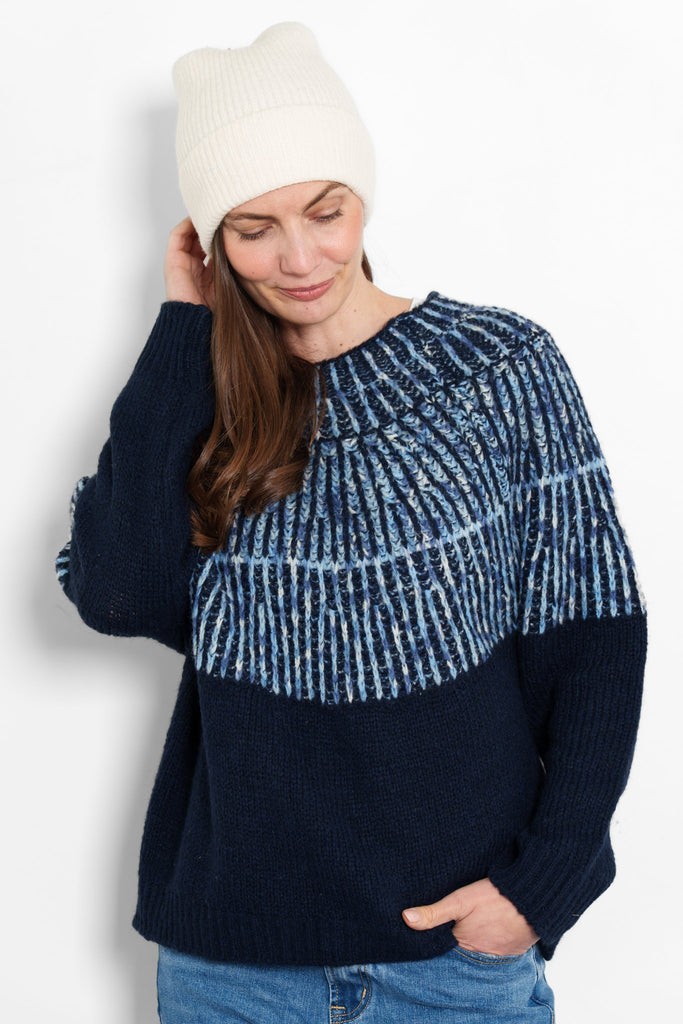 tilda-wool-blend-jumper-navy-blue-blue-scandi-style-model-front-view