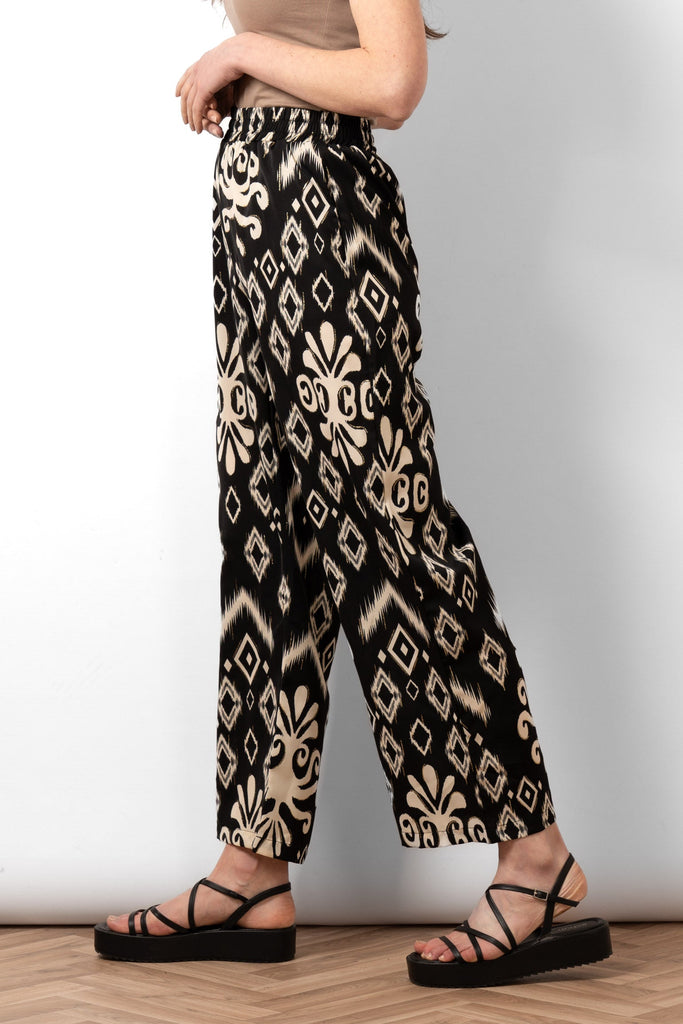 fifi-wide-leg-trousers-black-ikat-side-view-long-length-summer-trousers