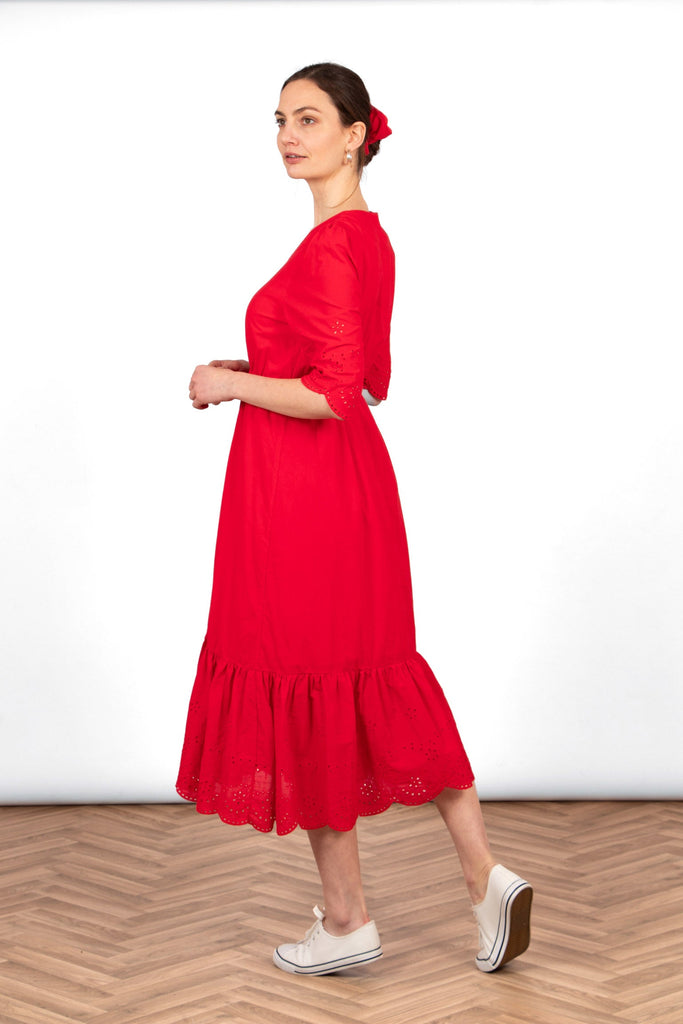 aurelia-cotton-fit-flare-midaxi-dress-red-broderie-anglaise-rear-view-scalloped-hem-tiered-skirt