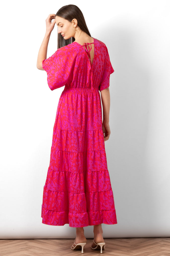 sienna-maxi-kaftan-dress-hot-pink-abstract-print-rear-view-pattern