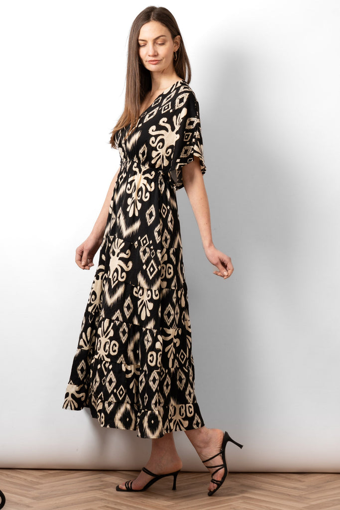 sienna-maxi-kaftan-dress-black-aztec-print-tiered-skirt