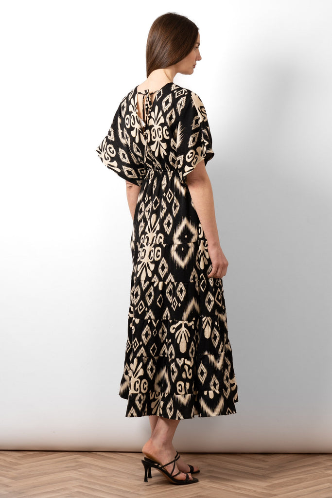 sienna-maxi-kaftan-dress-black-aztec-print-bold-pattern