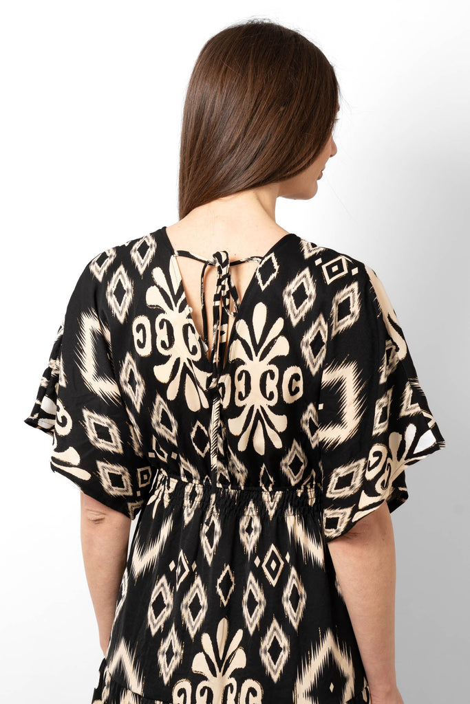 sienna-maxi-kaftan-dress-black-aztec-print-rear-neck-tie
