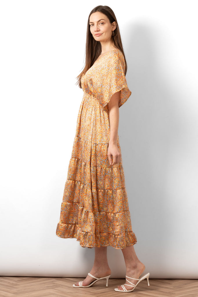 sienna-maxi-kaftan-dress-orange-paisley-print-loose-fitting-tiered