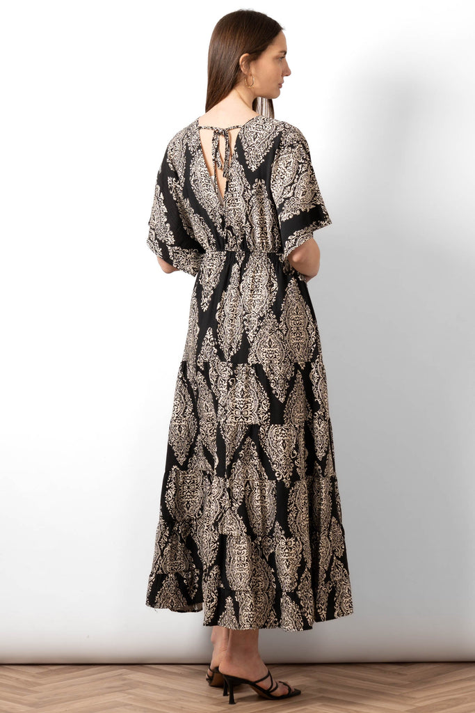 sienna-maxi-kaftan-dress-black-mandala-print-rear-neck-tie