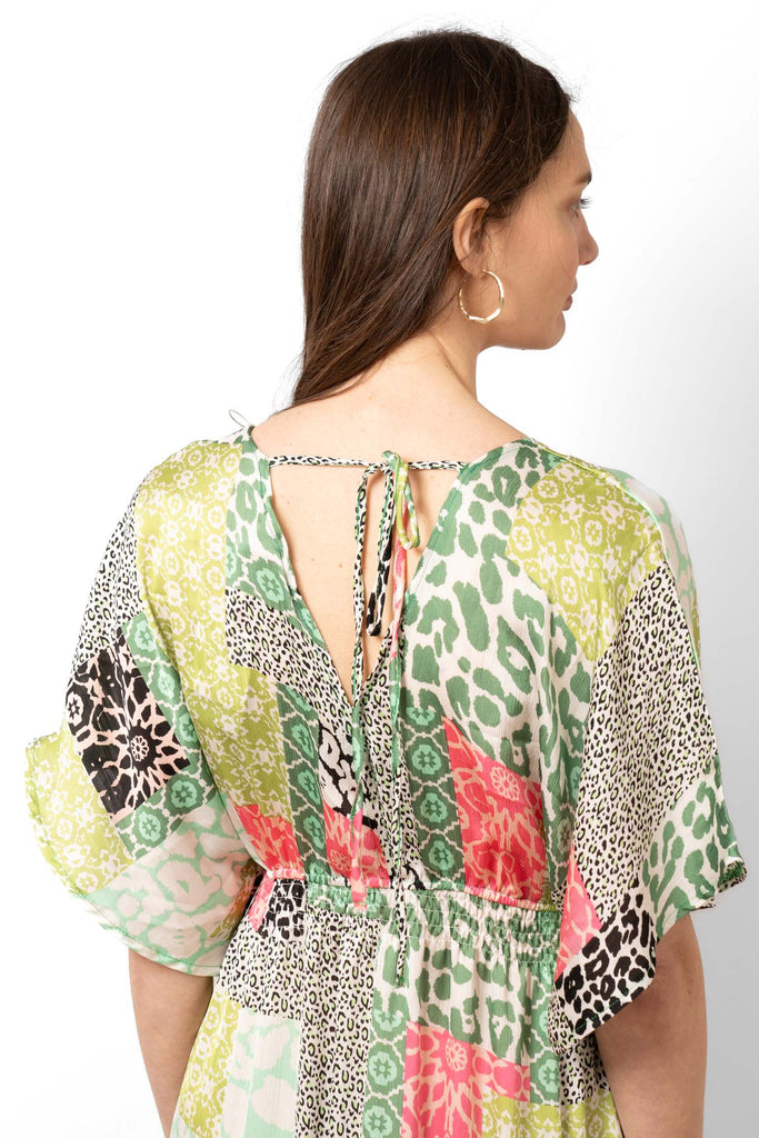 sienna-maxi-kaftan-dress-green-patchwork-close-up-neck-tie