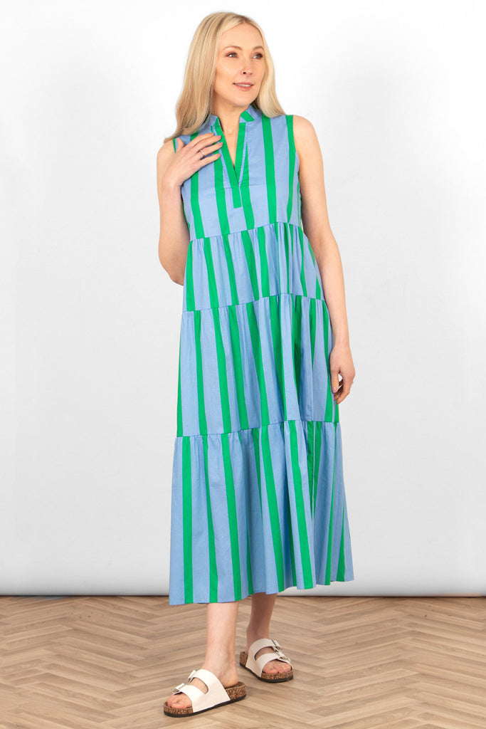 ainsley-tiered-maxi-dress-blue-green-block-stripe-loose-fitting-flowy-cotton