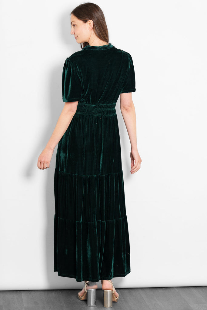 roxy-tiered-maxi-dress-green-velvet-rear-elasticated-waist