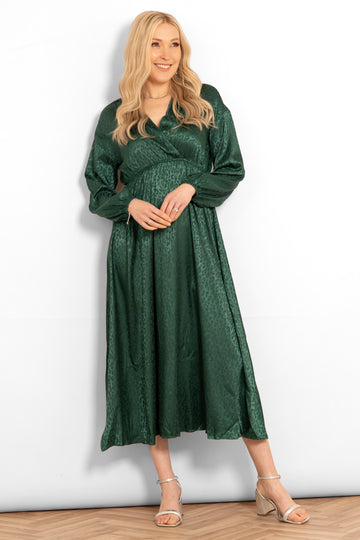 ruby-faux-wrap-maxi-dress-green-leopard-styled-model