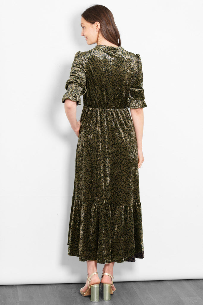 pandora-v-neck-midaxi-dress-khaki-velvet-leopard-rear-tiered-hem