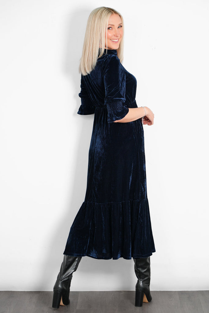 pandora-v-neck-midaxi-dress-navy-blue-velvet-rear-view