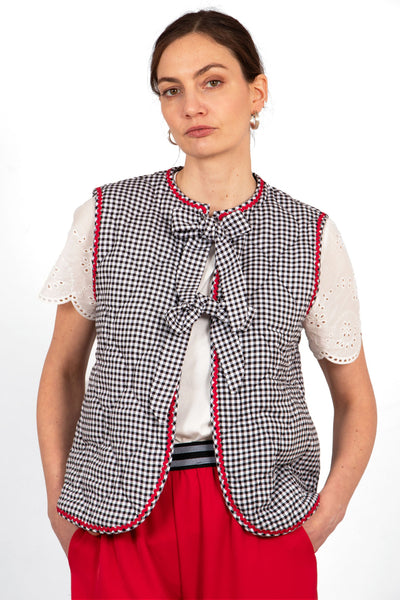sartaandco – Sarta Noa Quilted Gilet Black Gingham Sleeveless