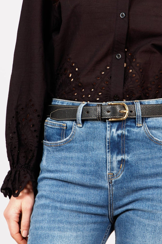 Cooper-Italian-Leather-Belt-Black-Styled-With-White-Shirt-Mid-Wash-Blue-Jeans