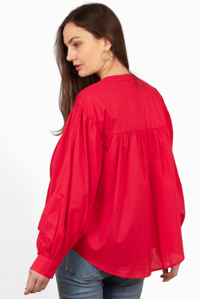 libby-long-sleeve-button-down-cotton-shirt-red-pleated-rear-view