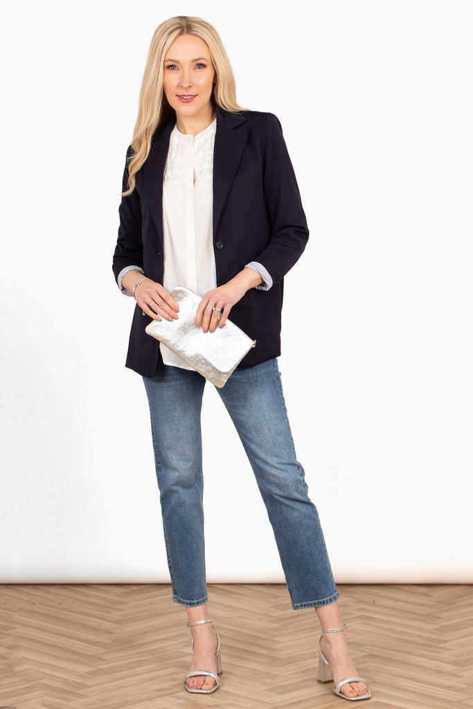 tatum-boyfriend-blazer-navy-blue-jersey-styles-silver-heeled-sandals-silver-clutch-bag-casual-smart-look