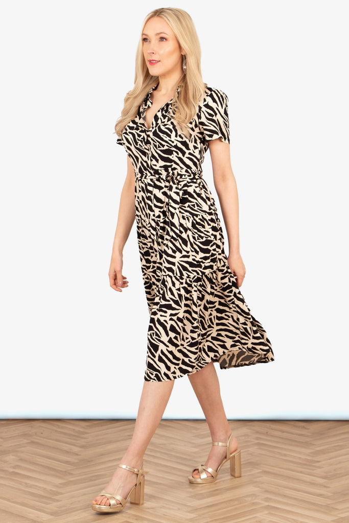 liberty-midi-shirt-dress-black-abstract-animal-print-side-view-waist-tie