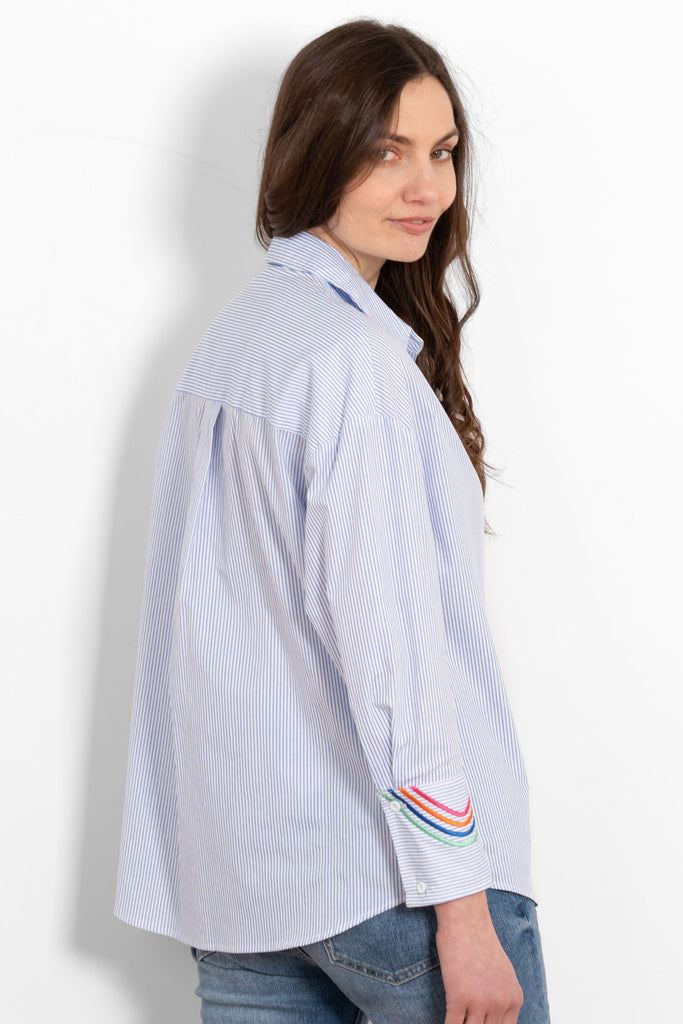 beau-long-sleeve-cotton-shirt-blue-white-star-embroidered-rear-view-striped-pattern