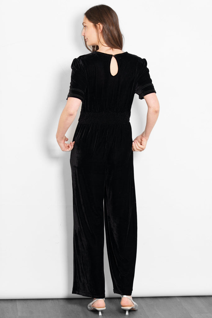 lydia-v-neck-jumpsuit-black-velvet-rear-view-button-neck