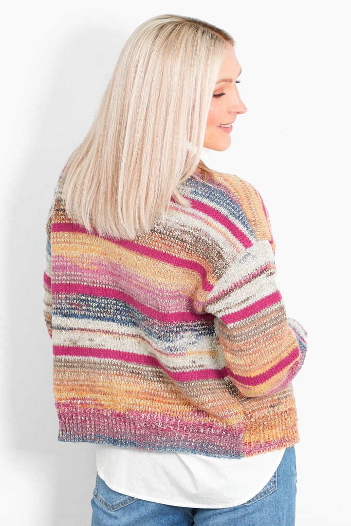 brodie-wool-blend-cardigan-multi-pink-striped-rear-view-patterned
