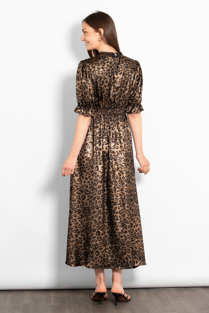 elise-v-neck-tea-dress-bronze-leopard-rear-view-elasticated-wasit
