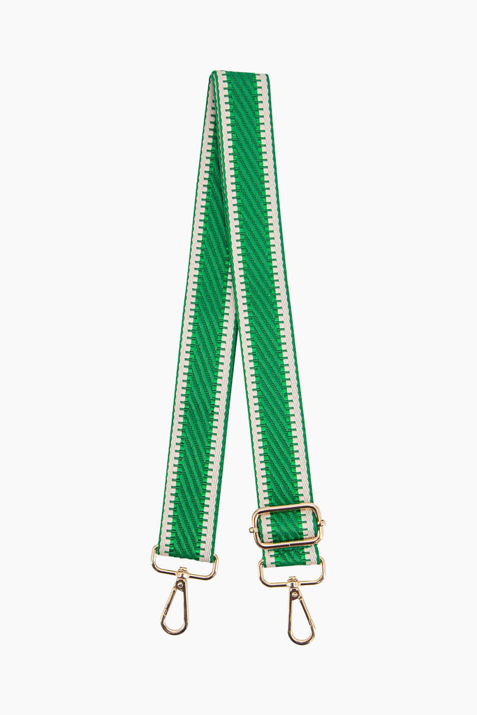 emerson-woven-bag-strap-green-striped-trim-clip-on-adjustable