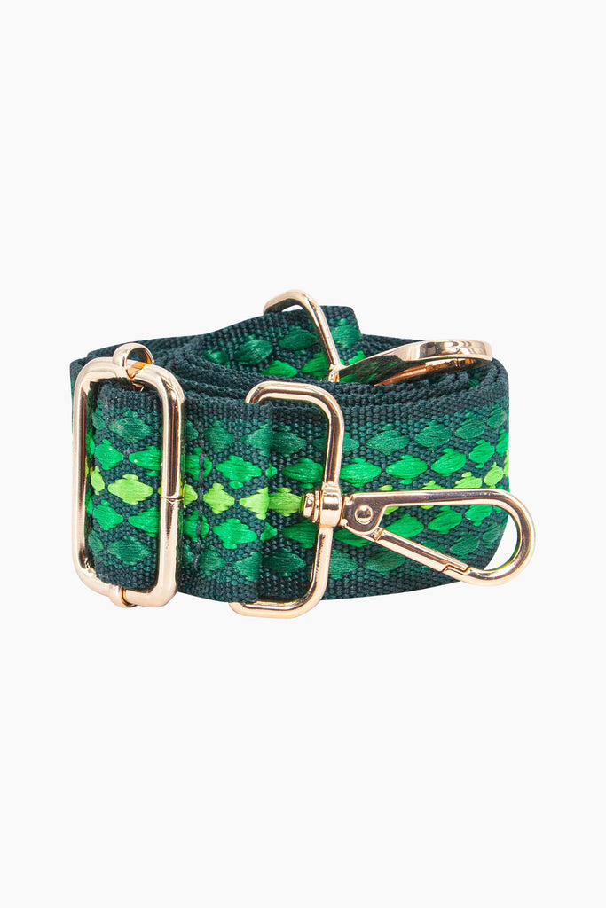 hayden-woven-bag-strap-green-spotted-close-up-dot-pattern-adjustable-buckle