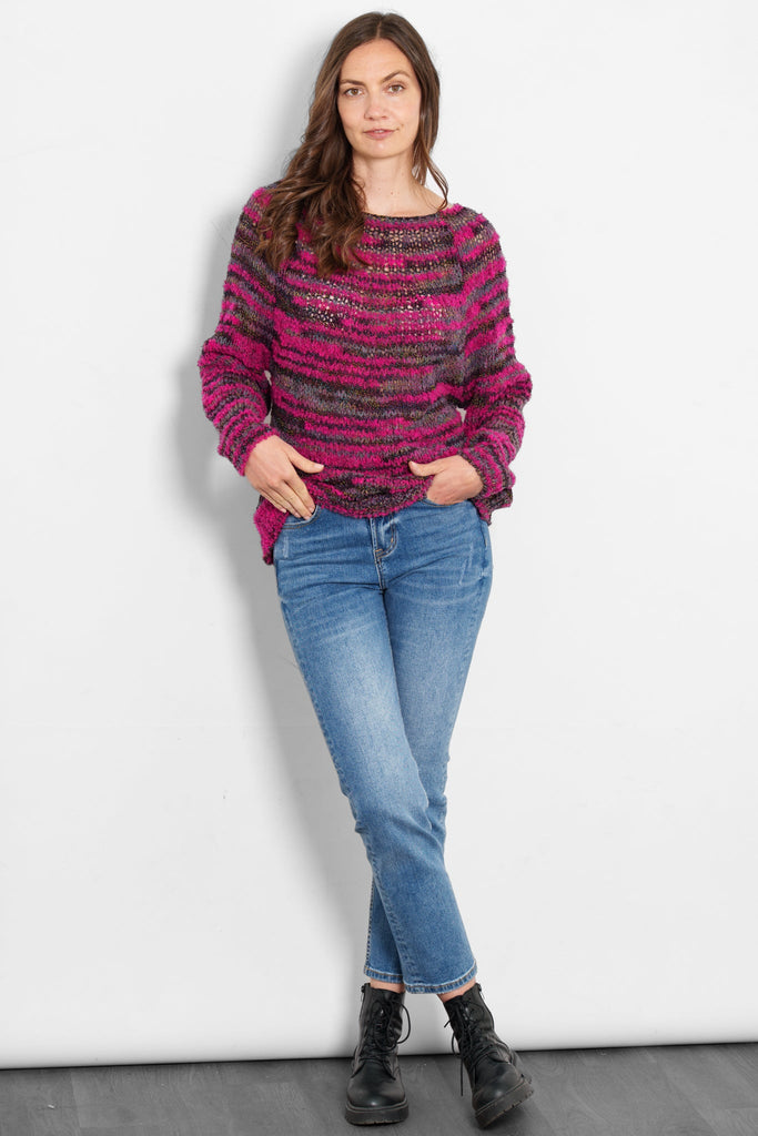sage-wool-blend-jumper-raspberry-textured-stripe-casual-knitwear