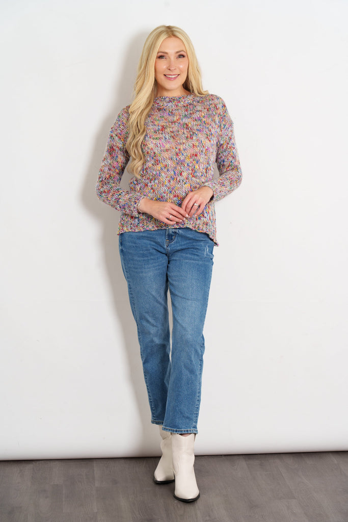 wyatt-wool-blend-jumper-rainbow-speckled-styled-casually-model