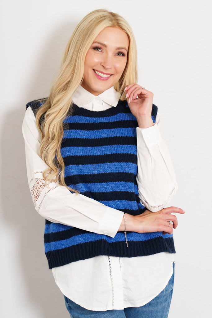 betsy-wool-blend-tank-top-navy-blue-blue-striped-worn-layered-over-white-shirt