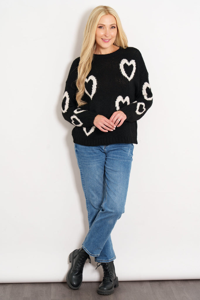 millie-wool-blend-jumper-black-cream-love-hearts-styled-casual-jeans
