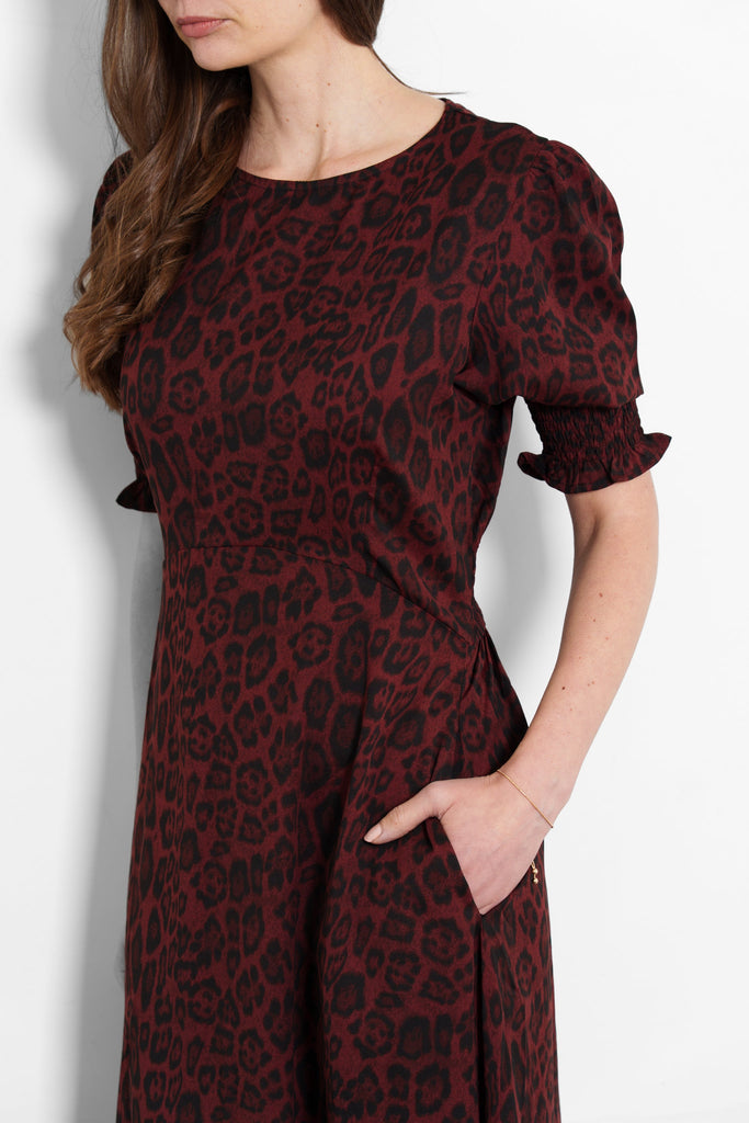 hazel-midi-tea-dress-berry-leopard-print-side-pockets