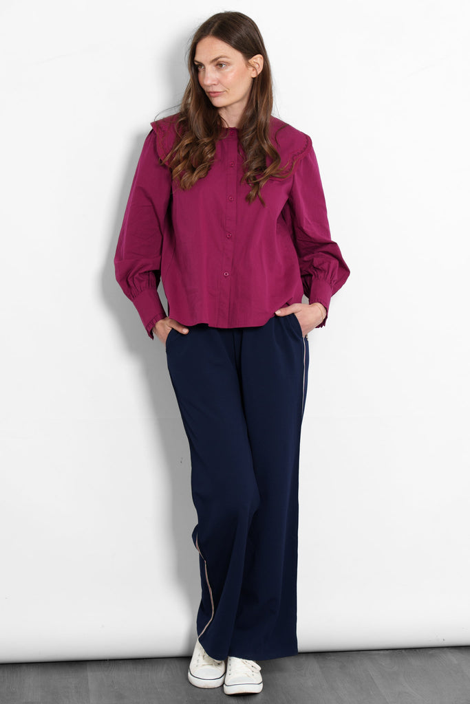 cammie-long-sleeve-cotton-shirt-berry-pilgrim-collar-styled-casual-trousers