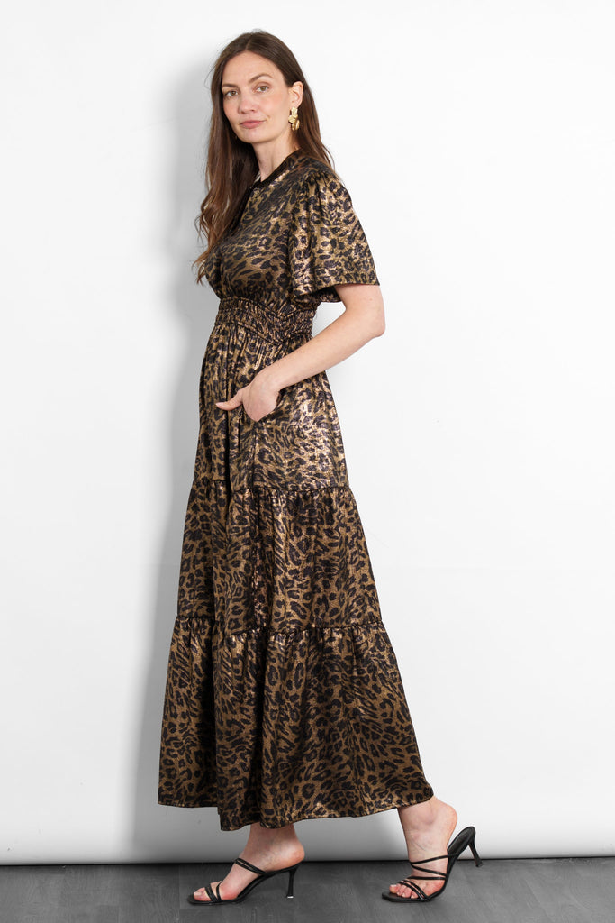 roxy-tiered-maxi-dress-gold-metallic-leopard-side-pockets