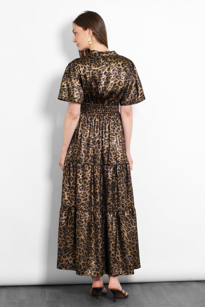 roxy-tiered-maxi-dress-gold-metallic-leopard-rear-shirred-waist