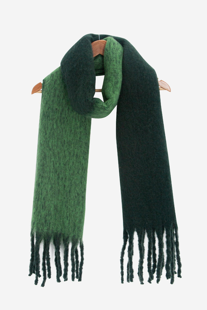 ria-green-colourblock-heavyweight-scarf-draped-on-coat-hanger
