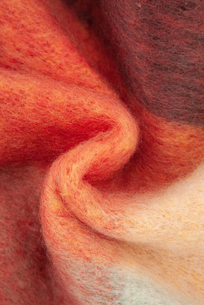 allie-orange-black-colourblock-square-heavyweight-scarf-close-up-material