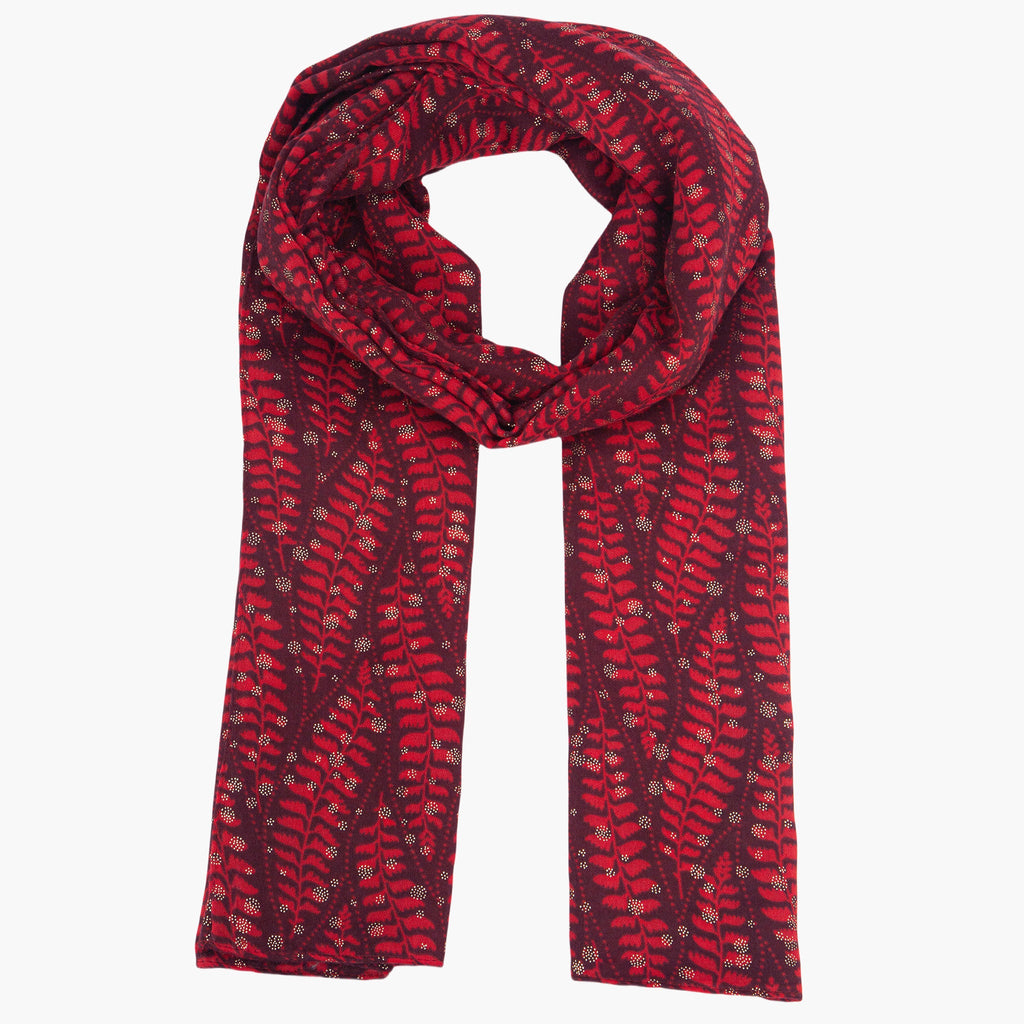 clover-red-fern-leaf-lightweight-scarf-gold-foil-accents