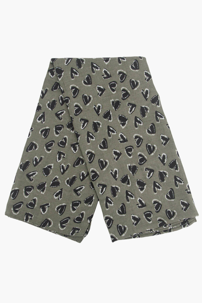kara-khaki-black-hearts-lightweight-scarf-folded