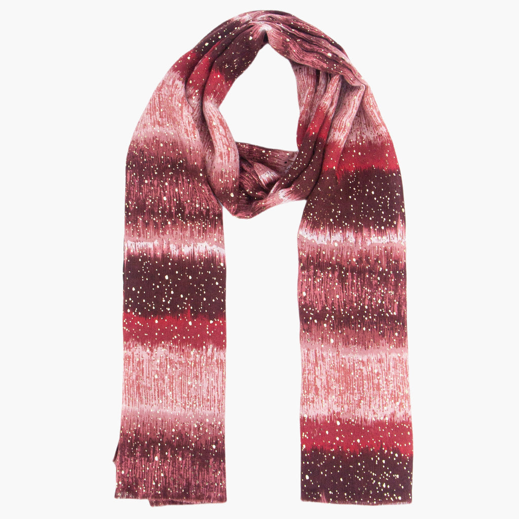 tierney-red-ombre-stripe-lightweight-scarf-foil-speckles
