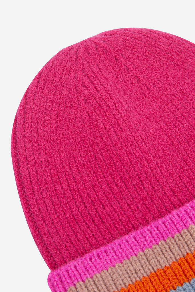 pink-rainbow-stripe-beanie-hat-wrist-warmers-gift-set-close-up-knitted