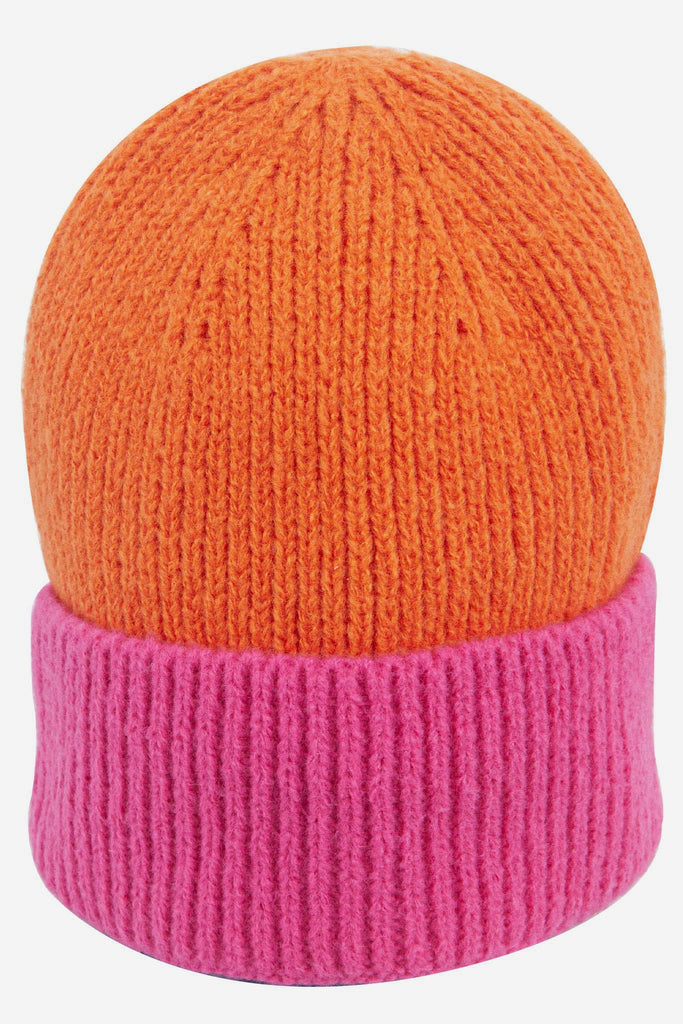 minnie-orange-hot-pink-two-tone-beanie-hat-warm-knitted-accessory