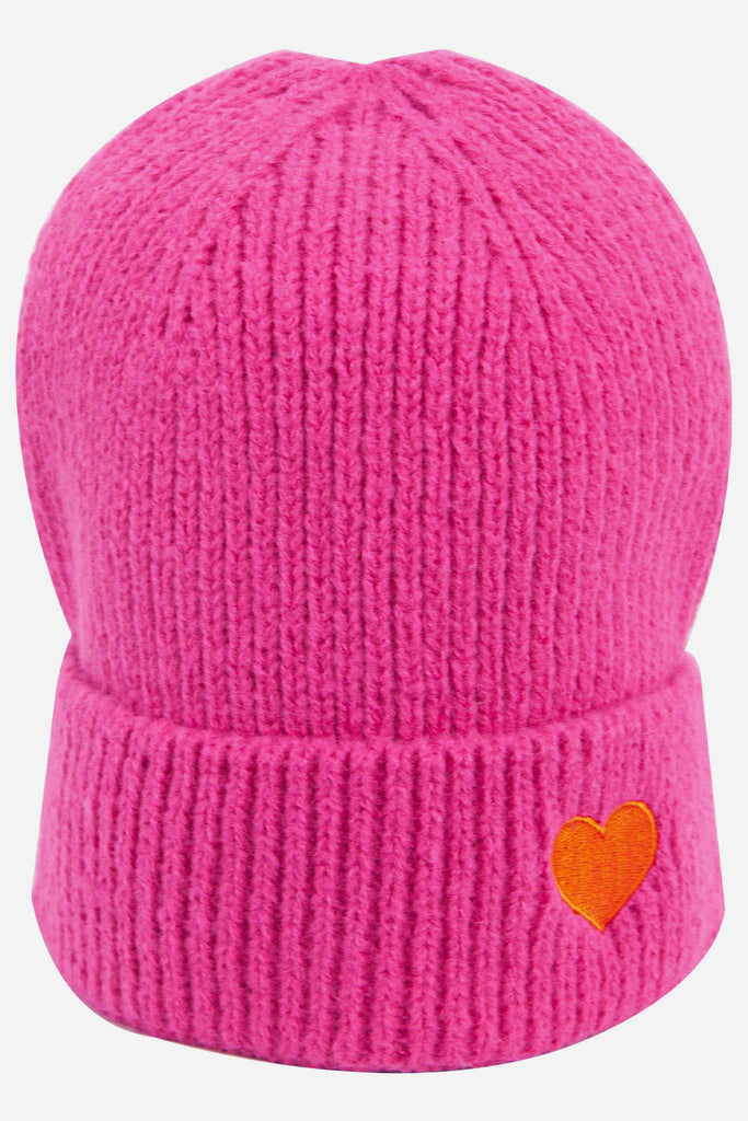 austin-pink-orange-heart-embroidered-beanie-hat-warm-winter-accessory