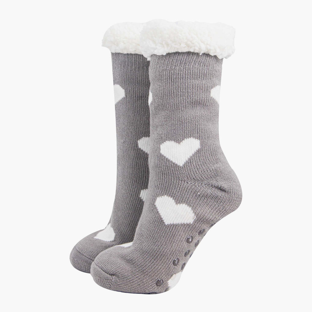 womens-long-slipper-socks-grey-heart-warm-fleecy