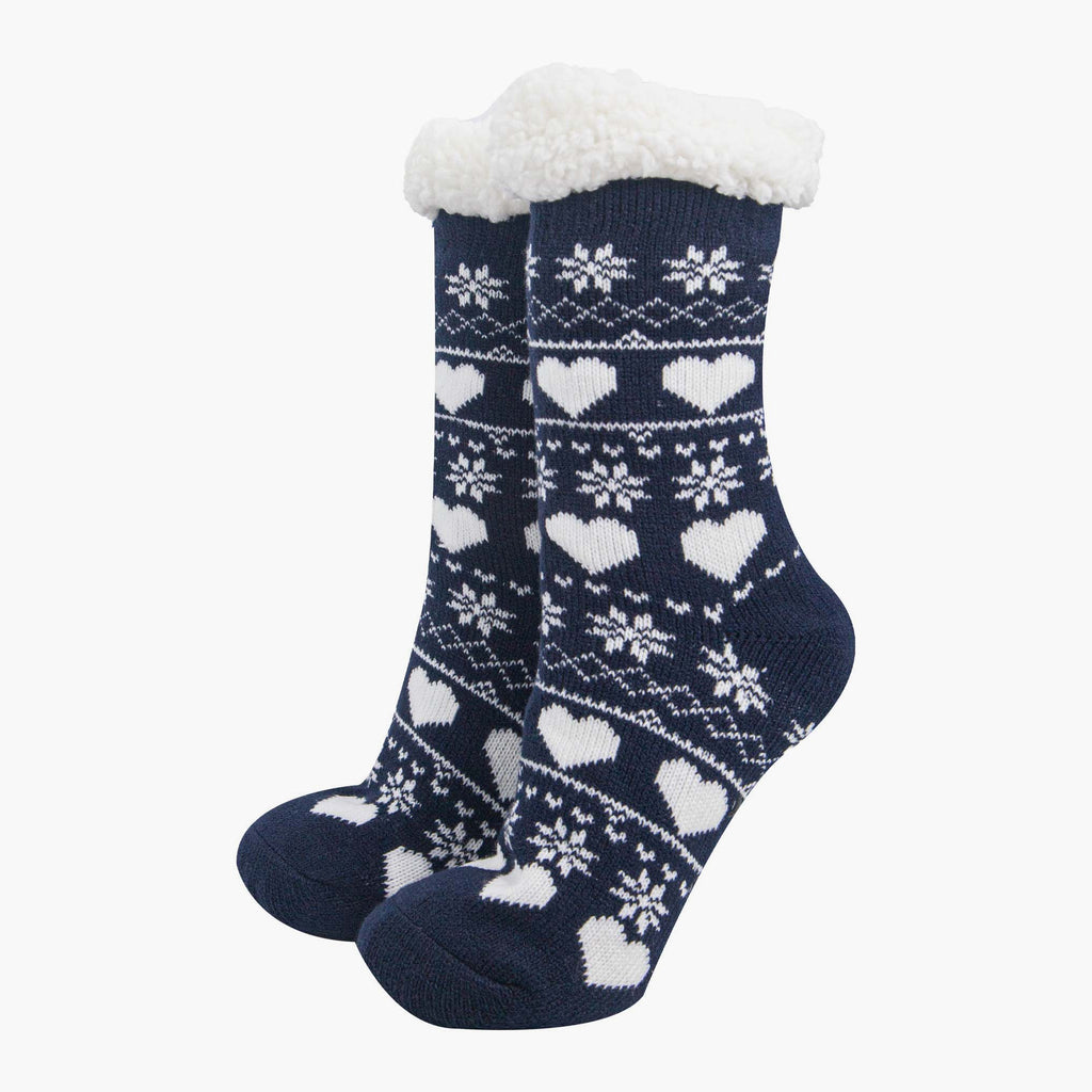 womens-long-slipper-socks-navy-fair-isle-warm-fluffy-lined