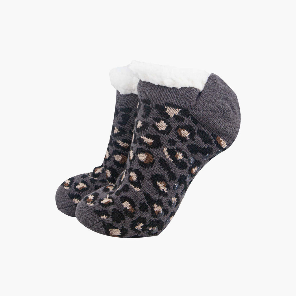 womens-short-slipper-sock-dark-grey-leopard-print