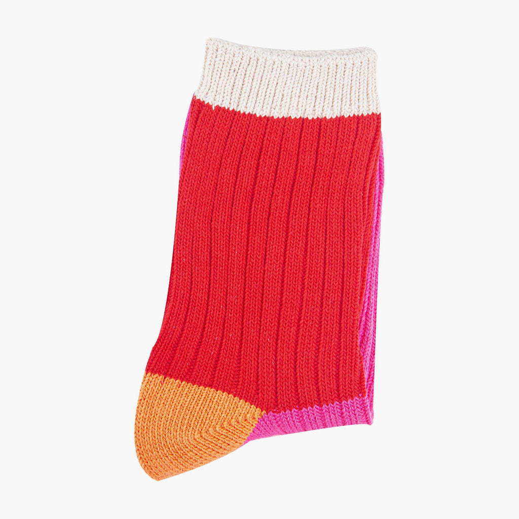 womens-mid-calf-socks-red-pink-colour-block-1-colourful-folded